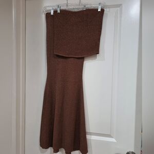 Amanda Uprichard Brown Knit Set (Skirt & Top)